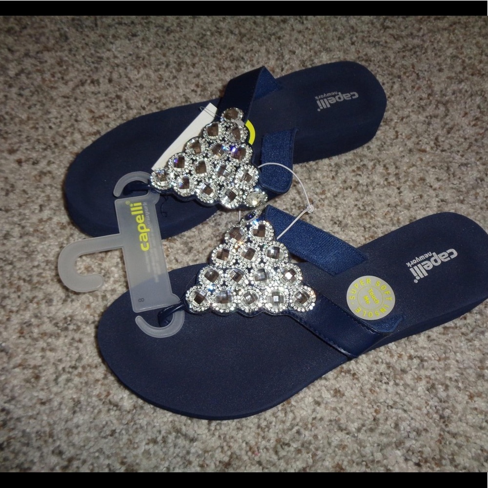 NWT Capelli Jeweled flip flops